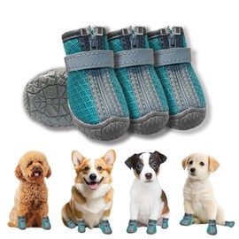 Dog Shoes, Paw Protection, Pack of 4 Breathable Dog Boots with Reflective Velcro Fastening, Dog Shoes, Adjustable Paw Protection for Small Medium Large Dogs (Blue, 2)