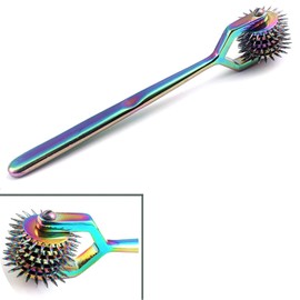 OdontoMed2011® Rueda giratoria Wartenberg Neuro Pinwheel 5 cabezales de acero inoxidable fuerte rueda multicolor arco iris pin rueda equipo de diagnóstico instrumento probador de nervios 5 cabezales