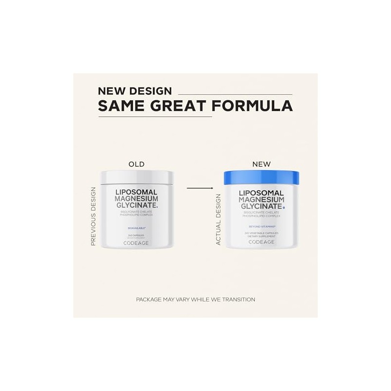 Codeage Suplemento Glicinato Magnesio Liposomal Suministro Meses Quelato Bisglicinato Píldoras