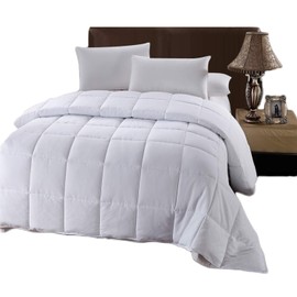 Royal Tradition Down Alternative Comforter (Oversized King, 110x98) 61-Ounces of Fill, Solid Baffle Box Pattern, Soft and Fluffy Hotel Style Duvet Insert with Corner Ties, White