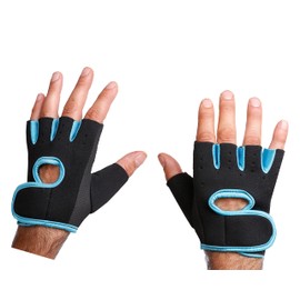 Weight Lifting Gloves with Wrist Support Gym Workout Cycling Rowing Training Fitness Sports Gloves Exercise body pump Short finger Padded Firm Grips protection Anti-Slip Men Women kids (Medium, Blue)