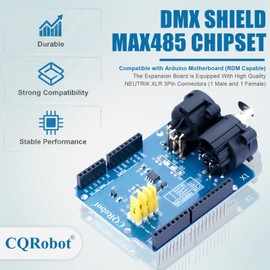 CQRobot DMX Shield MAX485 Chipset Compatible with Arduino Motherboard (RDM Capable), with XLR 3-Pin Male/Female Connectors, Device into DMX512 Network, LED/Music Remote Device Management Capable.