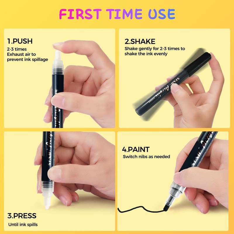 SFAIH Acrylic Black Paint Pens - 8 Pack 2-3MM Medium