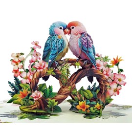 CUTPOPUP Parrot Couple - Anniversary Cards, Valentines Cards, Pop Up Infinity Symbol - Eternal Love 3D Romantic Love Cards for Husband, Wife, Her, Him, Couple, Parent, Birthday (Parrot) US8-LO175UK