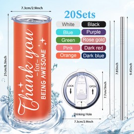 Sieral Thank You Gifts Thank You for Being Awesome Stainless Steel Travel Tumbler 20 oz Graduation Appreciation Employee Gift Father's Day Friends Mom Wife Coworker Women Men(Assorted Color, 20 Sets)