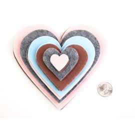 Playfully Ever After 1 to 6 inch Multi-Size Color Pack 24pc Felt Hearts (LightBlue/LightPink/Charcoal/Cocoa)