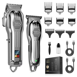 ANGFAN Professional Hair Clippers for Men - Cordless Clippers & Trimmers Set with LCD Display, 7200RPM High-Speed Motor, 5H Runtime, Wall-Mountable Barber Tools for Home Use & Professional Barbers