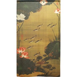 Noren Workshop Noren Jakuchu Ito Lotus Pond Fishing Map Japanese Painting Tapestry Poster Width 85cm x Length 150cm 91249
