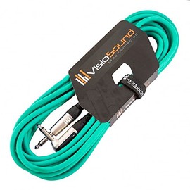 Guitar Lead 6.35mm 1/4" Mono Jack to Angled Jack/Instrument Cable / 6 Colours 6m Green