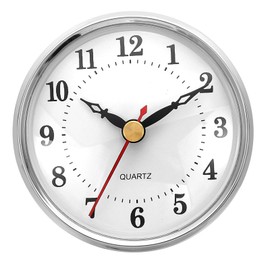 PATIKIL 3.1" 80mm Quartz Clock Insert, Round Quartz Movement Miniature Clock Mini Arabic Numeral Clock Fit 75mm/2.4" Diameter Hole for Replacement Home, Silver Tone/White, Style 14