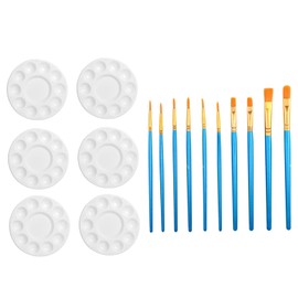 SEWACC 1set Creative Pigment Tray with Paint Brushes for Boy Girl Art Projects Safe Painting Tools for Crafts and Watercolor Activities