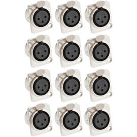 Adam Hall Connectors 7837 – XLR PANEL CONNECTOR FEMALE 3 Pin D Type Silver Installation Coupling Set of 12