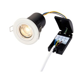 Saxby 61059 50W shieldPLUS MV IP20 Recessed Fixed Fire Rated Downlight GU10 Ceiling Spotlight - Matt White