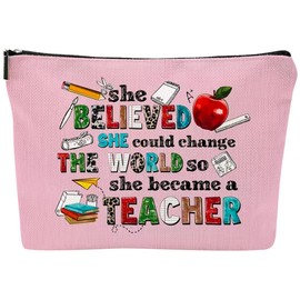 Yonto Teacher Appreciation Gifts Cosmetic Bag: Perfect Makeup Bags For Women & Girls Teachers - Ideal Gift for Travel, Birthdays, Christmas, Teacher's Day, Thanksgiving Day, Teacher Must Have, Stye 1