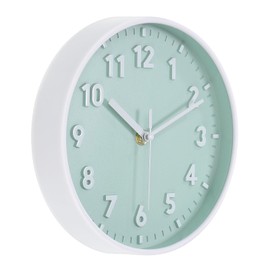 PATIKIL 8 Inch Wall Clock, 3D Number Quartz Battery Operated Silent Non-Ticking Round Wall Clocks for Office Bedroom Decorative, Light Green