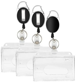 3 Pack Retractable Key Badge Holder Keychain Set Badge Holder with Clip, Key Chain Extendable Carabiner and Belt Clip for Attachment.