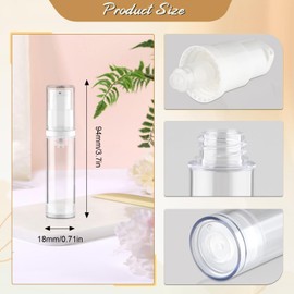 DynnnDy 30Pcs 10ml Clear Vacuum Lotion Pump Bottles without Straw Empty Refillable Airless Cream Jars Mini Cosmetic Containers for Essense Foundation Gel Moisturiser,2 Pipettes,1 Funnel