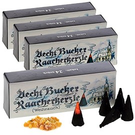 Bockauer Räucherkerzen Erzgebirgische Aecht Bucker Raacherkerzle - Real, Incense Fragrance: 4 Packs of Incense