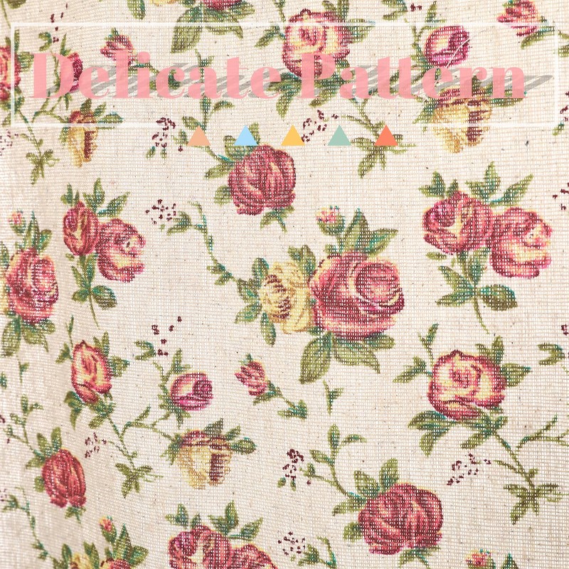 Moslovstar Romantic Blooming Roses 1 Panel Vintage Cotton Linen Half