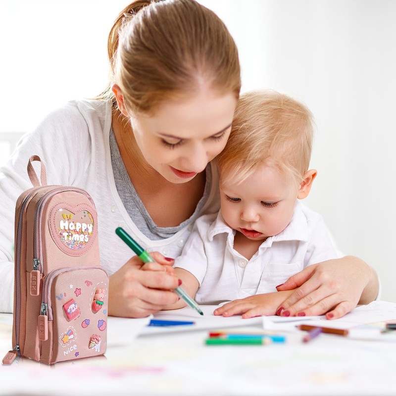 FULHANY Aesthetic Pencil Case - Pencil Case Girls 3 Compartments