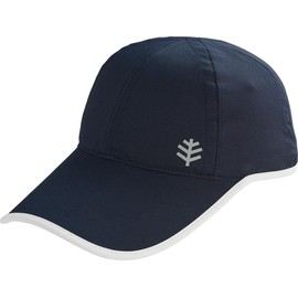 Coolibar UPF 50+ Men's Women's Lenny Sport Cap - Sun Protective (Large/X-Large- Navy/White)