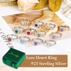 MYBELLNA 925 Sterling Silver Birthstone Rings for Women Love Heart