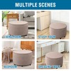 H.VERSAILTEX Ottoman Cover Round Thick Linen Look Ottoman Slipcover Round