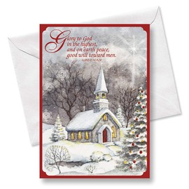 Current Snowy Church Christmas Greeting Cards Set - Set of 18 Large 5 x 7-Inch Folded Cards, Themed Religious Holiday Card Value Pack, Envelopes Included