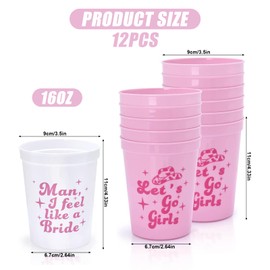 Embhlitfe 12 Pcs Bachelorette Party Bride Tribe Cups,White Pink Bridal Shower Cups Hen Party Cups,Bachelorette Party Drinking Cups for Engagement Wedding Supplies Hen Party Accessories (Pink)