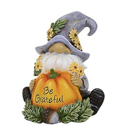 Roman Be Grateful Harvest Gnome Figurine, 8-inch Height, Thanksgiving Season Decoration