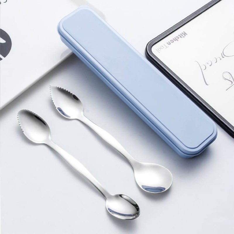 ARFUKA Grapefruit Spoons Serrated Double-Headed Grapefruit Spoons Mud Scraping Spoon