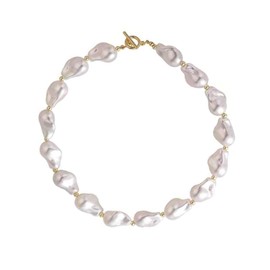 Pearl Necklaces for Women Baroque Chunky Pearl Necklaces Dainty Pearl Dangle Necklaces Vintage Pearl Charm Choker Necklaces Birthday Wedding Jewelry (02)