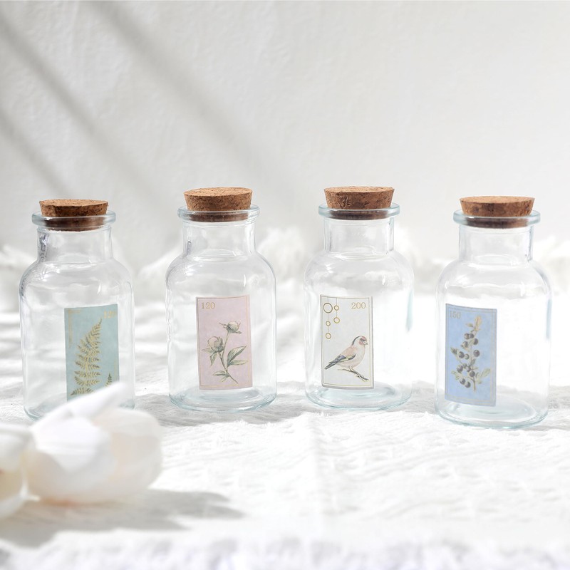 Magic Season Decorative Glass Bottles with Cork Stoppers (5 fl