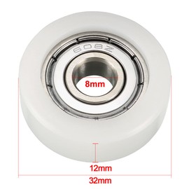 sourcing map Set of 4 Ball Bearing Pulley White 8 x 32 x 12 mm DE