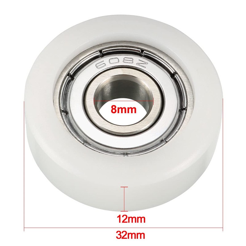 sourcing map Set of 4 Ball Bearing Pulley White 8