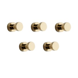 bgl Coat Hooks Wall Mounted, Heavy Duty Sticky Hooks, Gold Wall Hooks, Towel Hook for Bathroom Kitchen Door Closet Cabinet Brass - 5Packs