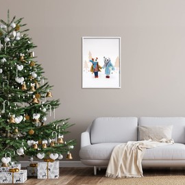 Stupell Industries Winter Holiday Gifts Dog Couple Framed Giclee Art, Design by Lemon & Sugar