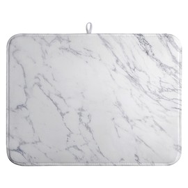 Marble Dish Drying Mat Kitchen Drying Matt White Marble Dish Dryer Mat Virtual Stone Dish Drying Mat Absorbent Coffee Bar Mat Spill Mat Self Drying Mat For Kitchen Counter 18x24 In