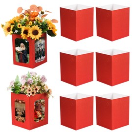FOBSME 6 PCS Graduation Picture Box Centerpieces for Table 6/7 Inch Red Photo Frame Display Picture Table Props Boxes for Congrats Grad Party Favors, Wedding, Birthday Table Decoration