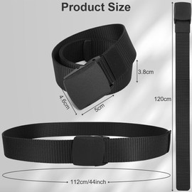 flintronic Work Belts for Men,Belts for Men, Plastic Nylon Canvas Belt, Adjustable Nylon Fabric Belt, Metal Free Canvas Plastic Buckle Belt, Lightweight Breathable, 120cm