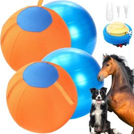 LaRandom 2 Set 17 Inch Herding Ball for Dogs, Dog Herding Ball with Oxford Cloth Cover Pump Tool Agility Training Equipment for Australian Shepherd, Cattle, Border Collie(Orange)