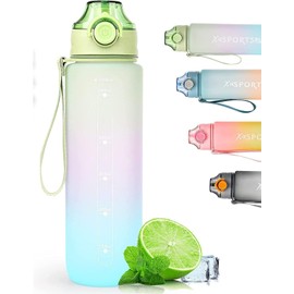 Peacafulife 1Litre Water Bottle Sport Drinks Bottle 1l Water Bottle with Lock Cover & Leak Proof,for Gym, School,Cycling,Outdoor,Sports,Fitness& Office (Green)