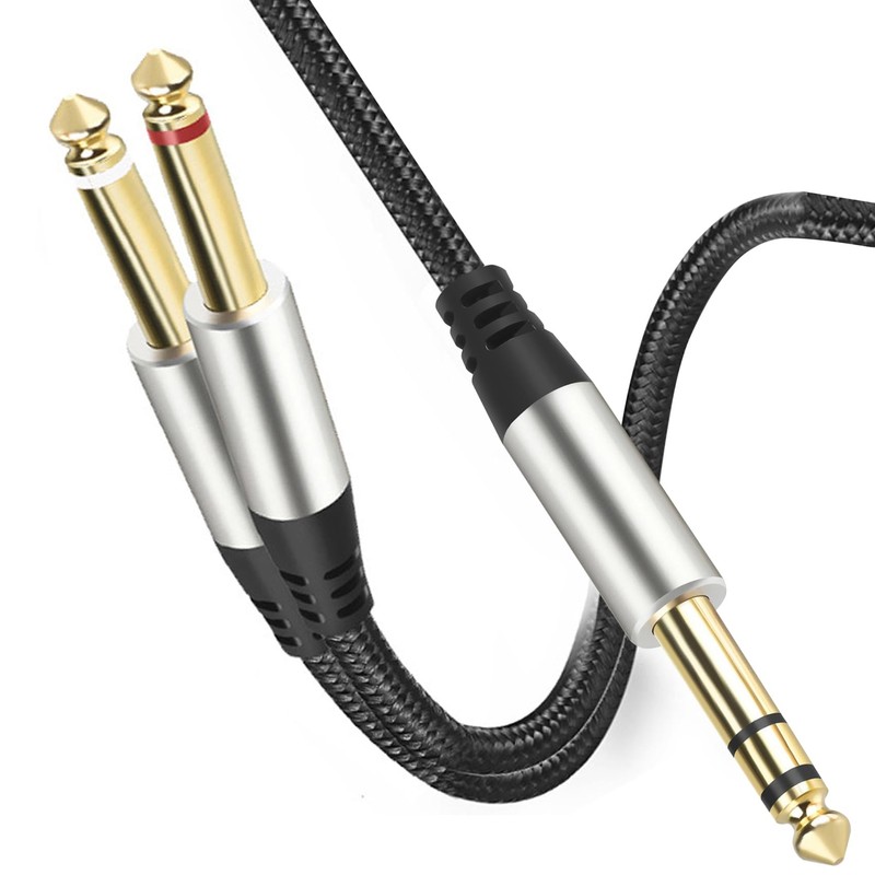 Tunghey 2m 1/4" Insert Cable, Stereo to Dual Mono Y