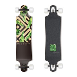 MINORITY Downhill Maple Longboard Skateboard | 40-inch Drop Trough Deck | Made for Cruising Ride (Tropical)