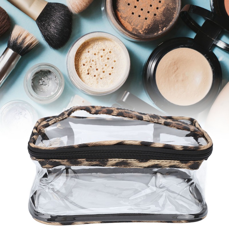 3pcs Makeup Bag Set Leopard Print Large Capacity Portable Waterproof