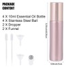 BEAMARKER 4Pcs Essential Oil Roller Bottles 10ml Pink Glass Roller