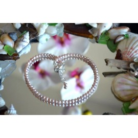 Shells by Patty Creamy Seed Pearl & Italian .925 Sterling Silver Ankle Bracelet 7 to 9 inches