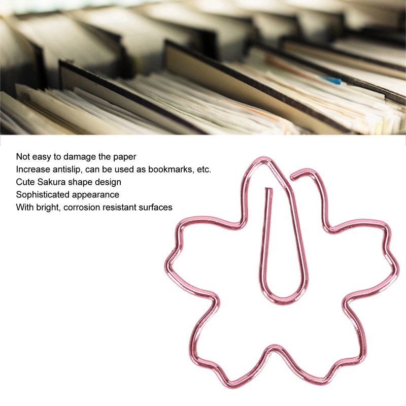 100pcs Sakura Shape Paper Clips Increased Slip Resistance Plating Process