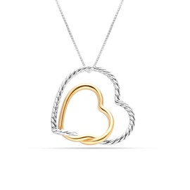 LeCalla 925 Sterling Silver Heart Pendant Two-Tone Continuance Love Heart Necklace for Women