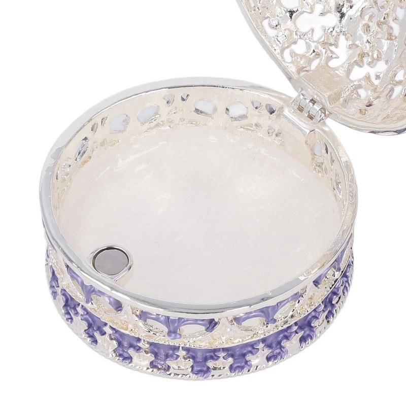 Metal Trinket Box Purple Crown Shape Shiny Elegant Exquisite Zinc